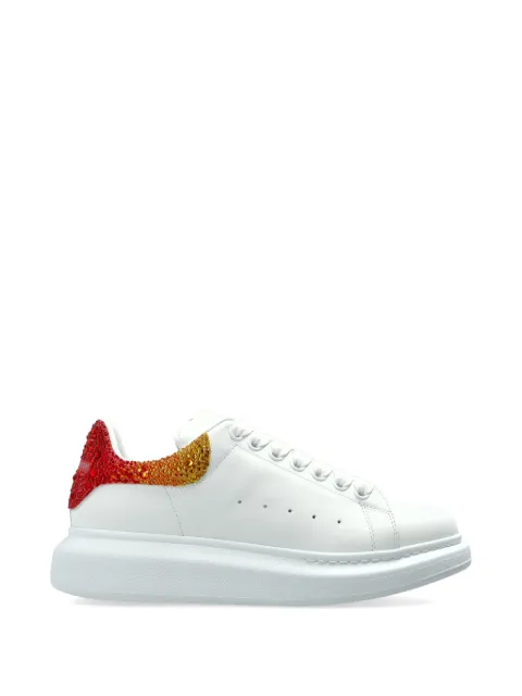 Alexander McQueen Oversized crystal-embellished leather sneakers White 666407WIAIF