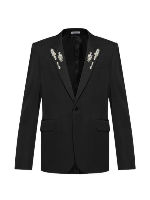 Alexander McQueen embellished-lapel blazer Black 847827QVAAA