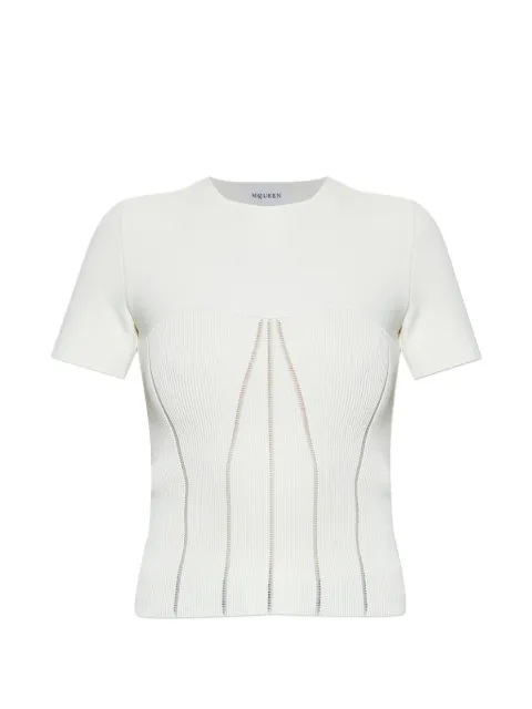 Alexander McQueen ribbed open-knit T-shirt White 870417Q1BG6