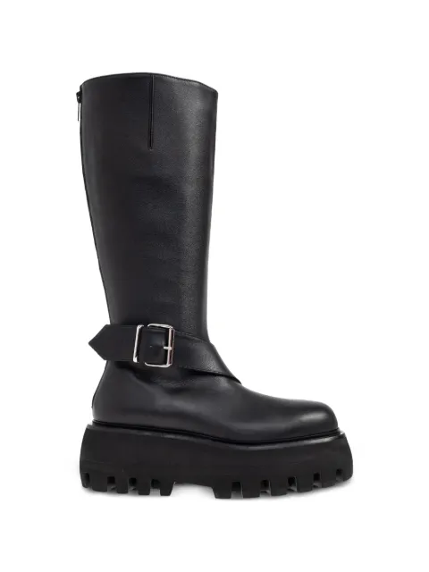 Alexander McQueen buckle platform leather biker boots Black 846184WHAEX