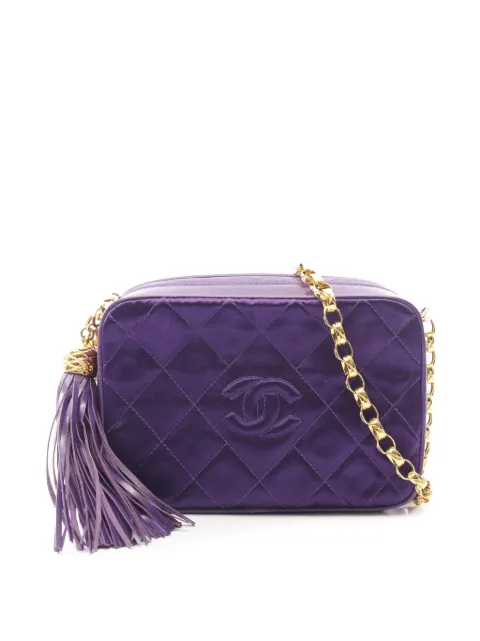 CHANEL Pre-Owned 1989-1991 CC Quilted Velour Tassel Camera Bag shoulder bag Purple R9MM3K5A1KM9V412
