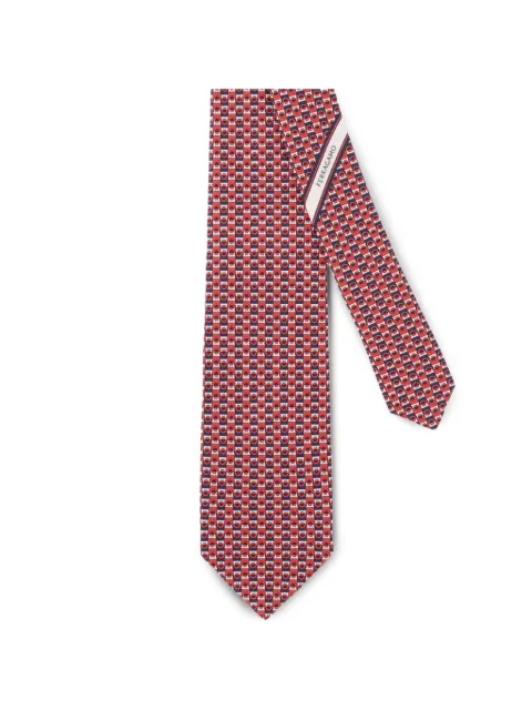 Ferragamo geometric diagonal stripe tie Red 351313002