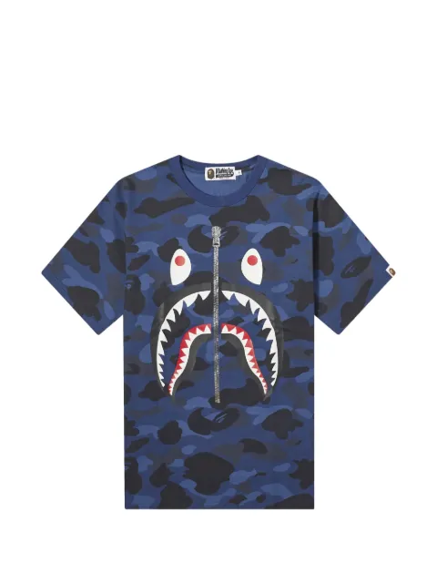 A BATHING APE® camouflage shark T-shirt Blue 001CSJ801010MNVY