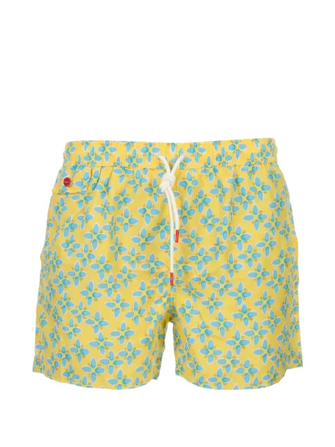 Kiton floral-print swim shorts Yellow UCOM010K0743H