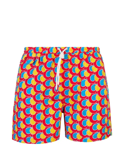 Kiton geometric-print swim shorts Red UCOM010K0742H