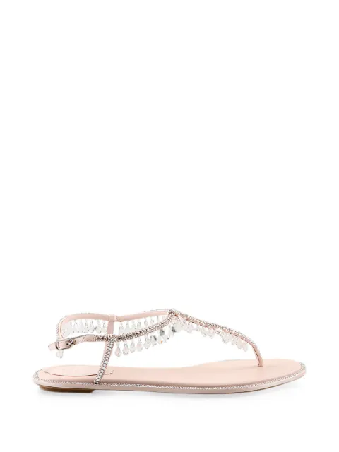 René Caovilla Diana crystal-embellished drop-pendant flat sandals Pink C10890010R001Y209