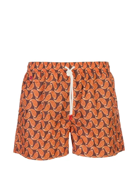 Kiton paisley-print swim shorts Brown UCOM010K0742H