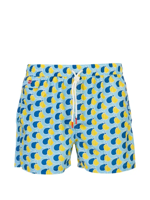 Kiton abstract-print swim shorts Blue UCOM010K0742H
