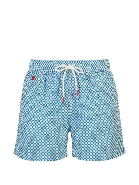 Kiton geometric-print swim shorts White UCOM010K0743H