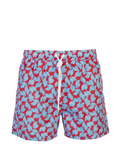 Kiton geometric-print drawstring swim shorts Red UCOM010K0741H