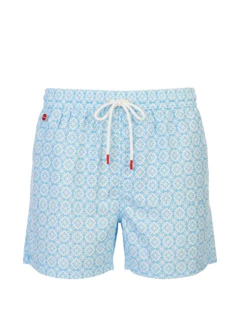 Kiton floral-print swim shorts Blue UCOM010K0741H