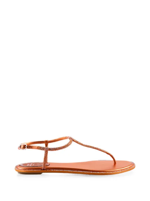 René Caovilla crystal-embellished flat sandals Orange C11574010R001Y356