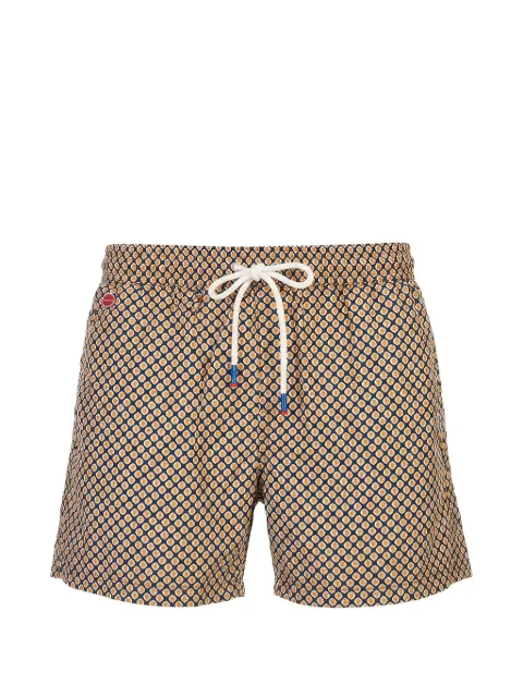 Kiton geometric-print swim shorts Blue UCOM010K0741H