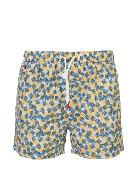Kiton geometric-print swim shorts Blue UCOM010K0745H