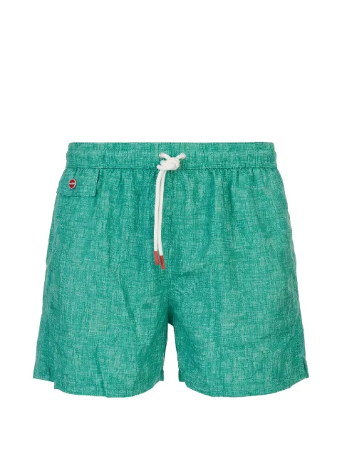 Kiton crosshatch-texture drawstring swim shorts Green UCOM010K0745H