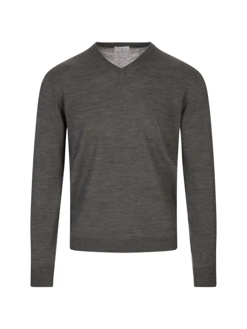 Fedeli V-neck wool sweater Grey 07011