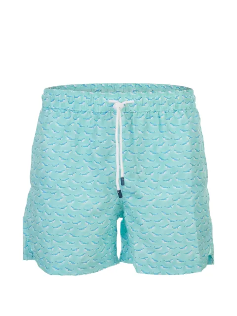 Fedeli whale-print drawstring swim shorts Blue 00318F966