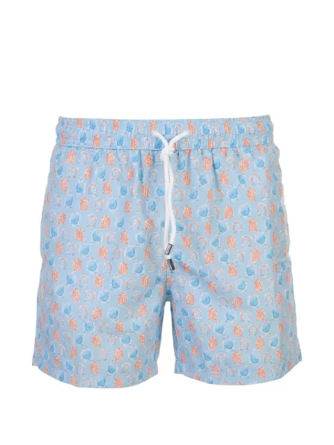 Fedeli print-detail drawstring swim shorts Blue 00318F80