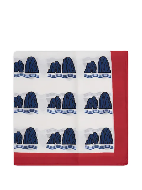 Ottotredici patterned pocket square White FARAGLIONIBLUL