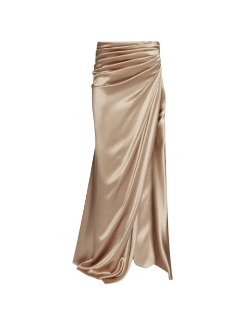 ALEXIA & ANTONIA draped side-slit maxi skirt Gold 21002611101