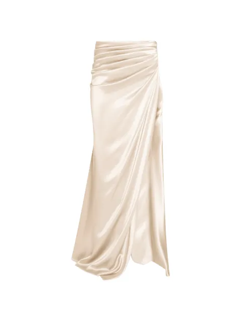 ALEXIA & ANTONIA draped side-slit maxi skirt Neutrals 21002611101