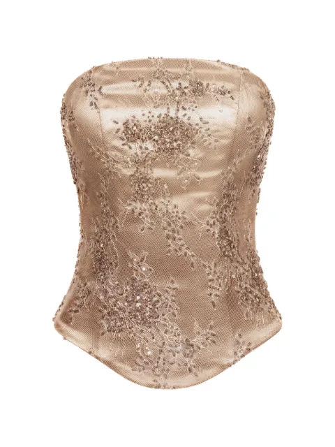 ALEXIA & ANTONIA embellished lace top Neutrals 11021212101