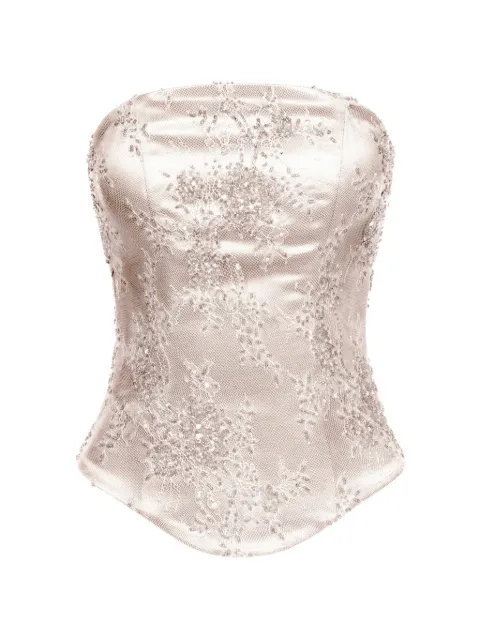 ALEXIA & ANTONIA embellished lace top Neutrals 11021212101