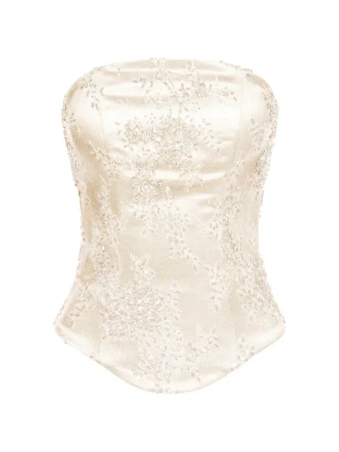 ALEXIA & ANTONIA embellished lace top Neutrals 11021212101