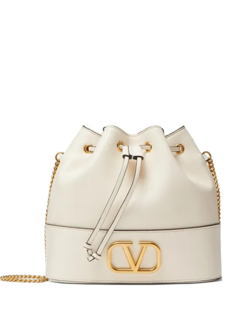 Valentino Garavani mini Vlogo Signature bucket bag in nappa leather Neutrals WP0T83AWD