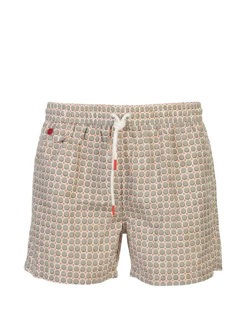 Kiton geometric-print swim shorts Neutrals UCOM010K0742H