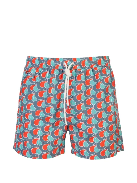 Kiton geometric-print drawstring swim shorts Blue UCOM010K0742H