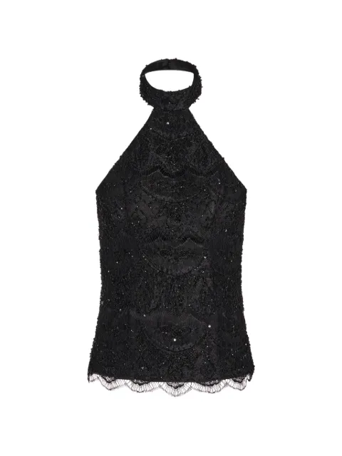 ALEXIA & ANTONIA embellished lace halter top Black 11021512201