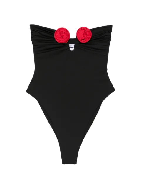 La Reveche Alya floral-appliqué swimsuit Black LR26ALO