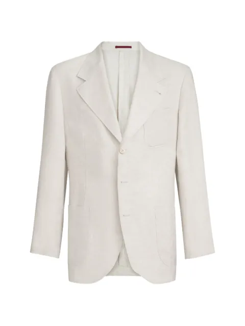 Brunello Cucinelli linen micro chevron unlined blazer Neutrals MS4425BNDPC257