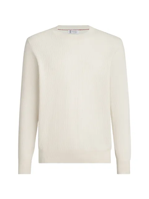 Brunello Cucinelli cotton textured rib lightweight sweater Neutrals M29806200PC2832