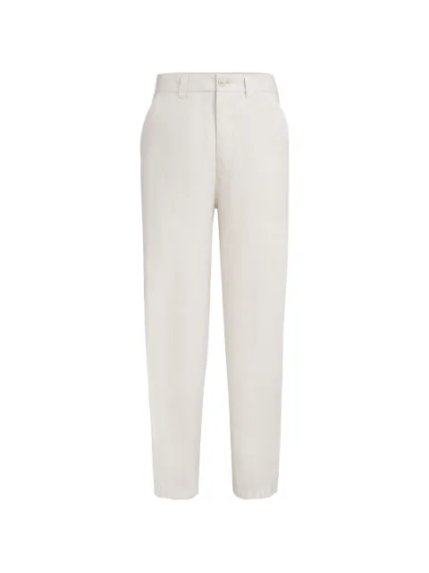 Brunello Cucinelli linen micro chevron trousers with drawstrings Neutrals MS442PA0DPC257