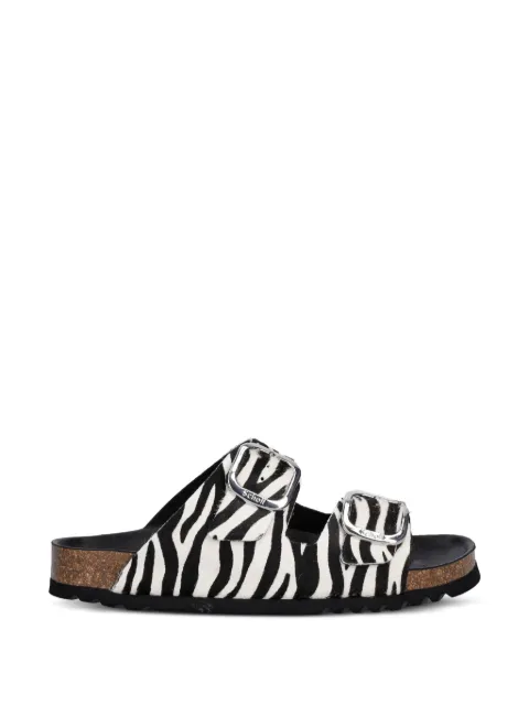 Scholl Noelle zebra-print buckled slides White F012231851
