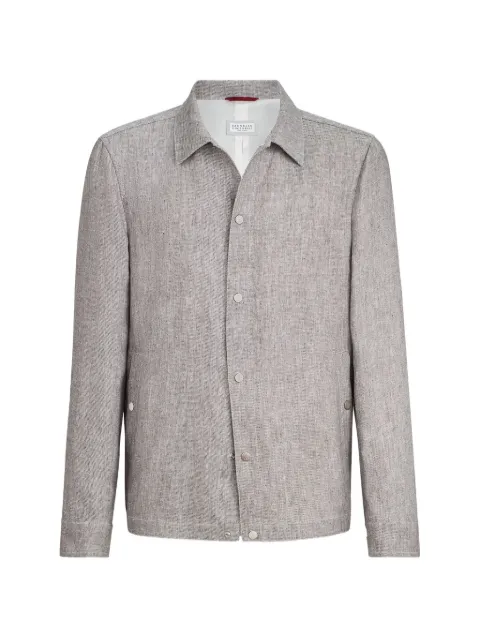 Brunello Cucinelli linen and hemp diagonal outerwear jacket Brown MH5486589PC049