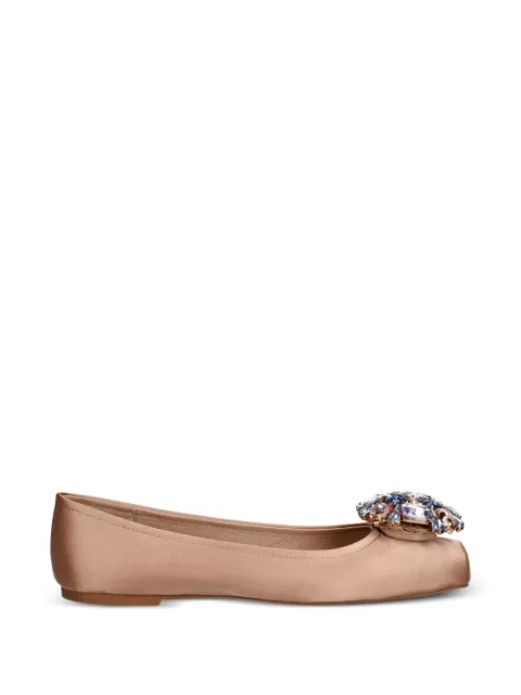 Jeffrey Campbell Ornate crystal-embellished square-toe ballet flats Neutrals U35602005