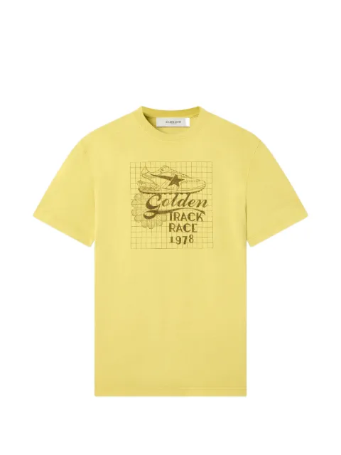 Golden Goose Journey garment-dyed T-shirt regular gauze cotton jersey with print Yellow GMP01220P002622