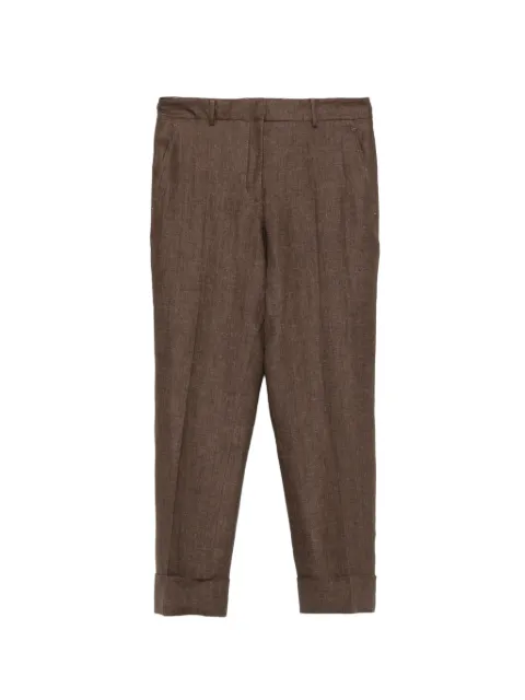 Incotex pressed-crease turned-up trousers Brown 172785D7058
