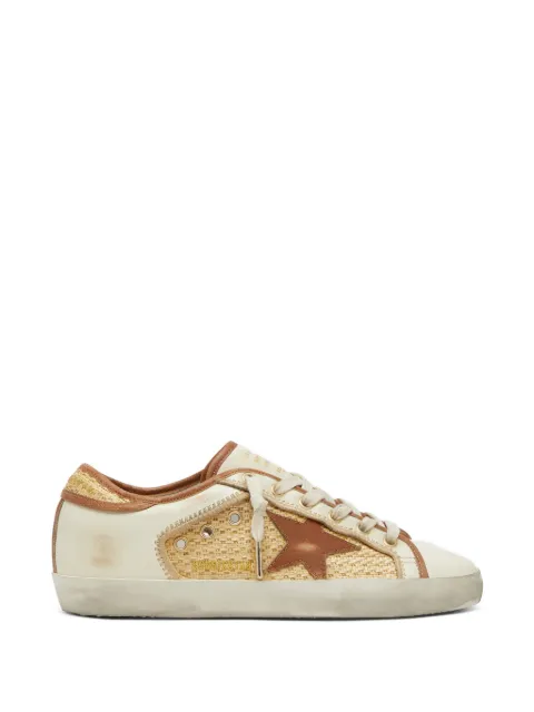 Golden Goose Super-Star sneakers in leather and raffia with star and inserts Neutrals GWF00103F008522