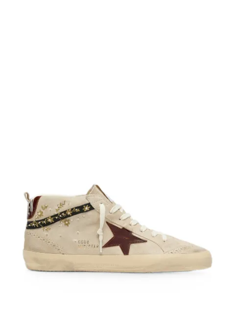 Golden Goose Mid Star in pearl suede with burgundy leather star and embroidery inserts sneakers Neutrals GWF00122F008575