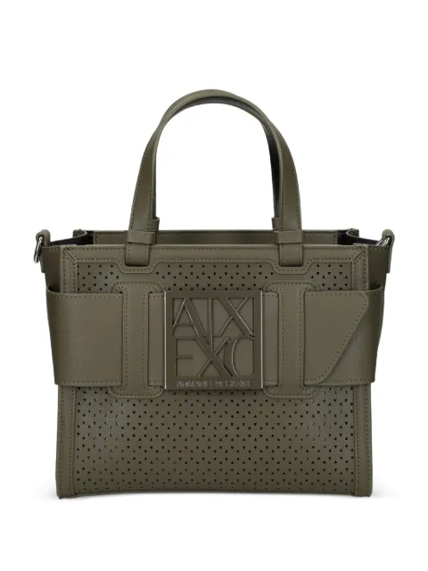 Armani Exchange perfortated logo tote bag Green XW000392AF22626