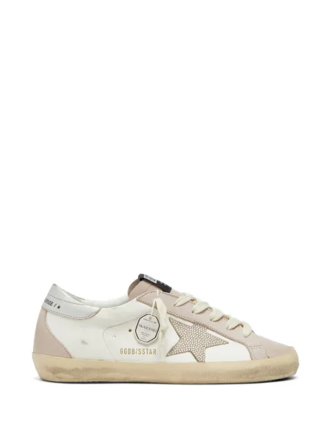 Golden Goose Super-Star in white and powder-pink leather with silver-tone Swarovski crystal star sneakers White GWF00102F008503