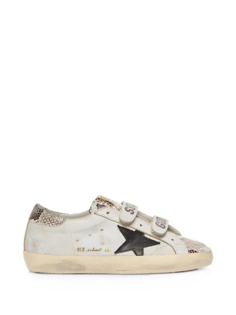 Golden Goose Old School trainers in white leather with black leather star and snake-print inserts White GWF00111F008585