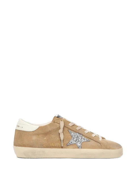 Golden Goose Super-Star trainers in tobacco suede with silver glitter star Neutrals GWF00101F008947