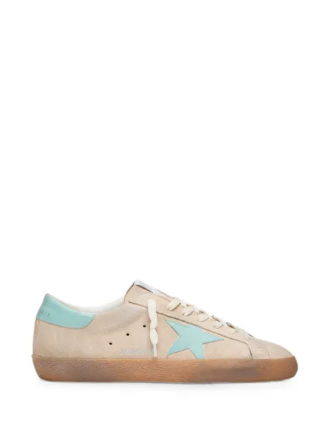 Golden Goose Super-Star in beige suede with aqua-green star sneakers Neutrals GMF00101F008551