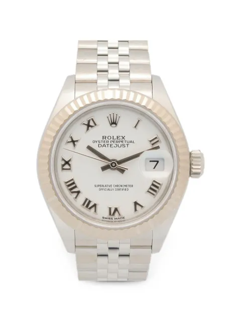 Rolex 2010s Datejust fluted-bezel 28mm watch White 1058441