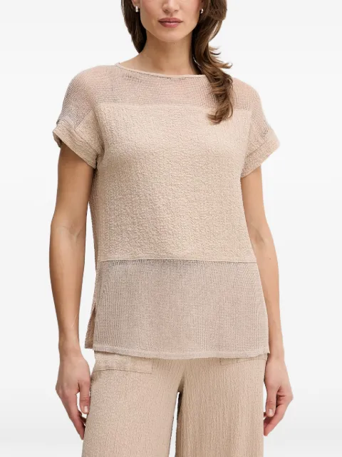 Joseph Ribkoff mesh-panelled crinkle-effect top Neutrals 261247
